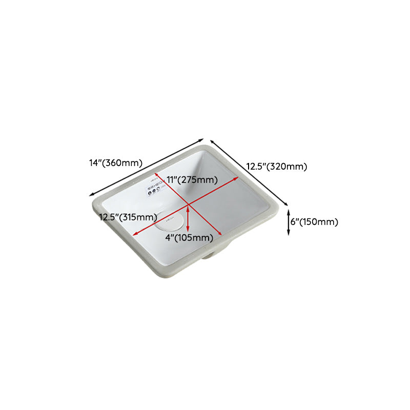 Traditional Undermount Bathroom Sink Porcelain with Overflow and Drain Assembly Basin Sink Clearhalo 'Bathroom Remodel & Bathroom Fixtures' 'Bathroom Sinks & Faucet Components' 'Bathroom Sinks' 'bathroom_sink' 'Home Improvement' 'home_improvement' 'home_improvement_bathroom_sink' 7099101