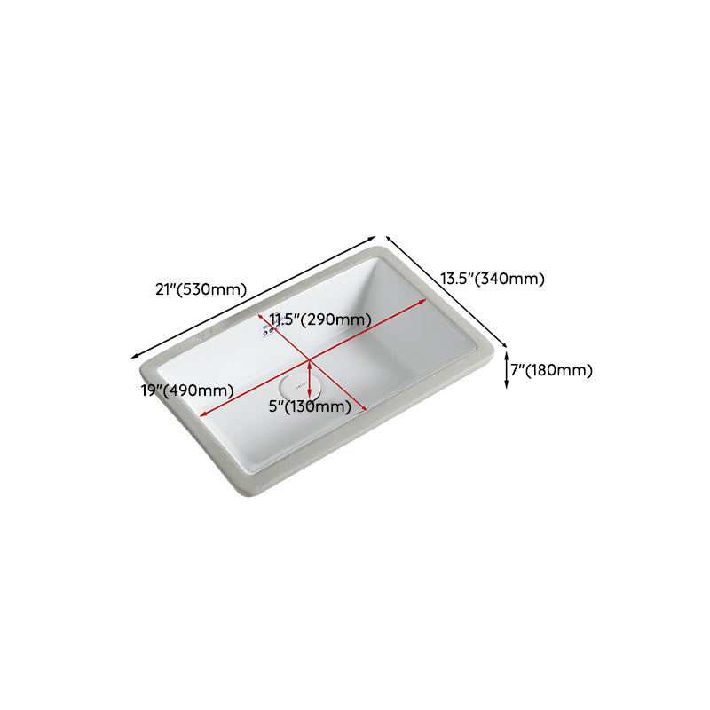 Traditional Undermount Bathroom Sink Porcelain with Overflow and Drain Assembly Basin Sink Clearhalo 'Bathroom Remodel & Bathroom Fixtures' 'Bathroom Sinks & Faucet Components' 'Bathroom Sinks' 'bathroom_sink' 'Home Improvement' 'home_improvement' 'home_improvement_bathroom_sink' 7099105