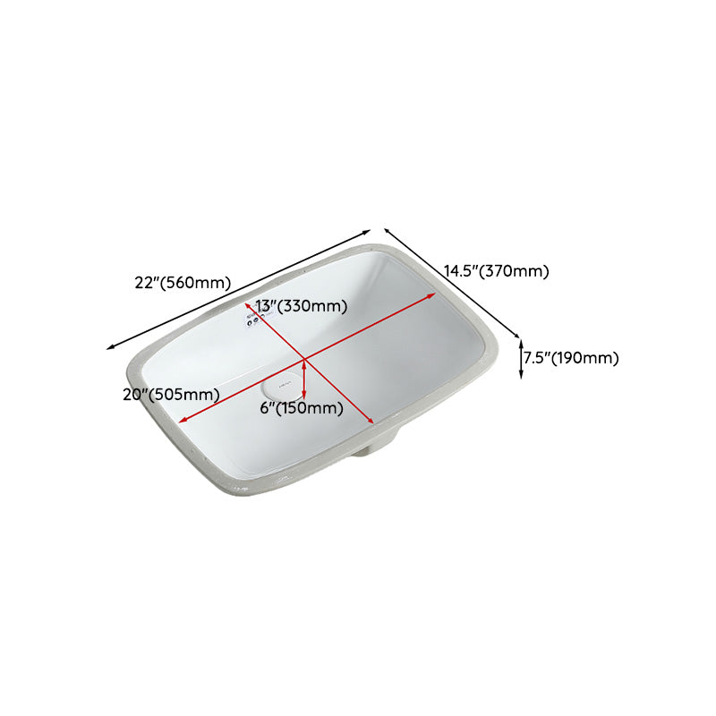 Traditional Undermount Bathroom Sink Porcelain with Overflow and Drain Assembly Basin Sink Clearhalo 'Bathroom Remodel & Bathroom Fixtures' 'Bathroom Sinks & Faucet Components' 'Bathroom Sinks' 'bathroom_sink' 'Home Improvement' 'home_improvement' 'home_improvement_bathroom_sink' 7099106