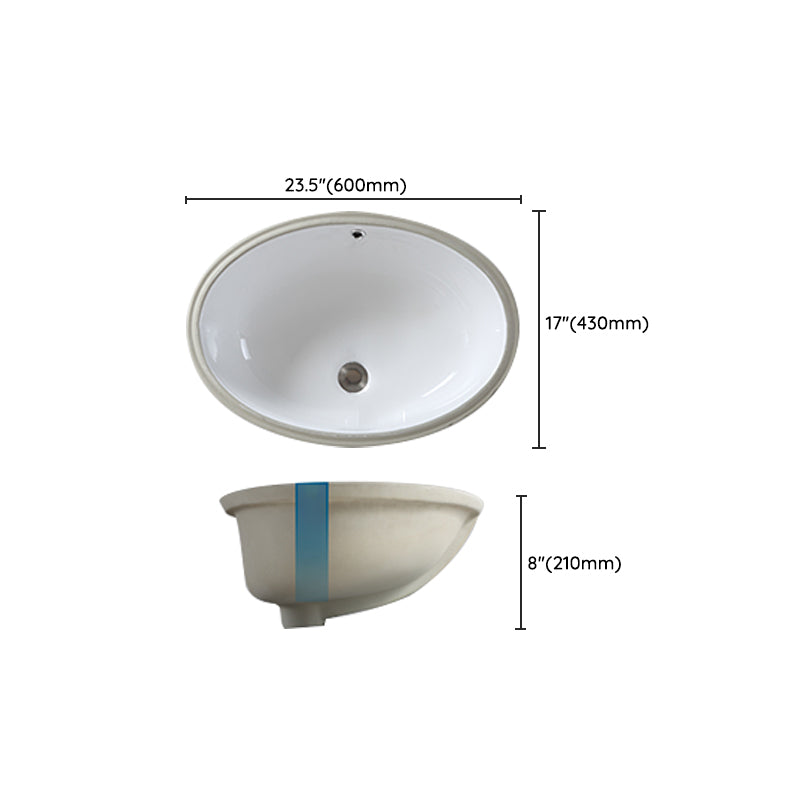 Traditional Undermount Bathroom Sink Porcelain with Pop-Up Drain Basin Clearhalo 'Bathroom Remodel & Bathroom Fixtures' 'Bathroom Sinks & Faucet Components' 'Bathroom Sinks' 'bathroom_sink' 'Home Improvement' 'home_improvement' 'home_improvement_bathroom_sink' 7099168