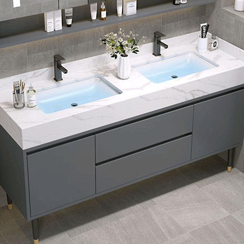 Mirror Bathroom Vanity Drawers Rectangle Freestanding 2 Doors Bathroom Vanity Set Clearhalo 'Bathroom Remodel & Bathroom Fixtures' 'Bathroom Vanities' 'bathroom_vanities' 'Home Improvement' 'home_improvement' 'home_improvement_bathroom_vanities' 7099179