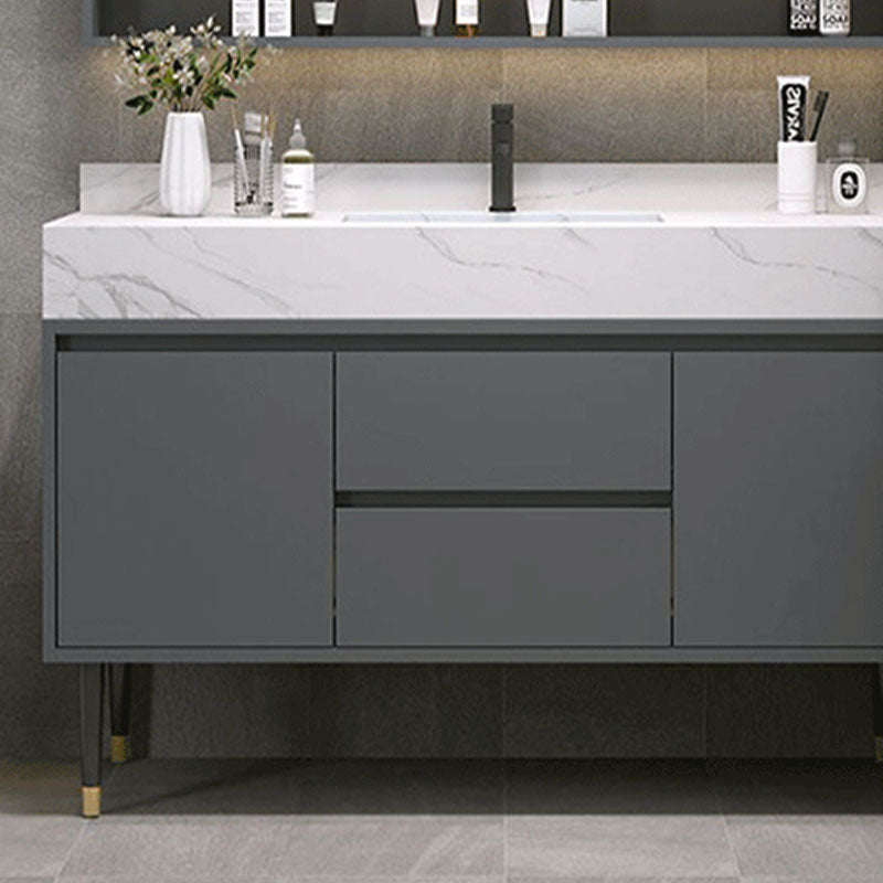 Mirror Bathroom Vanity Drawers Rectangle Freestanding 2 Doors Bathroom Vanity Set Clearhalo 'Bathroom Remodel & Bathroom Fixtures' 'Bathroom Vanities' 'bathroom_vanities' 'Home Improvement' 'home_improvement' 'home_improvement_bathroom_vanities' 7099183
