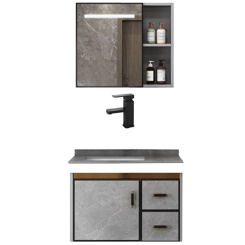 Single Sink Bathroom Vanity Rectangle Grey Wall Mount Bath Vanity Set with Mirror Clearhalo 'Bathroom Remodel & Bathroom Fixtures' 'Bathroom Vanities' 'bathroom_vanities' 'Home Improvement' 'home_improvement' 'home_improvement_bathroom_vanities' 7099218