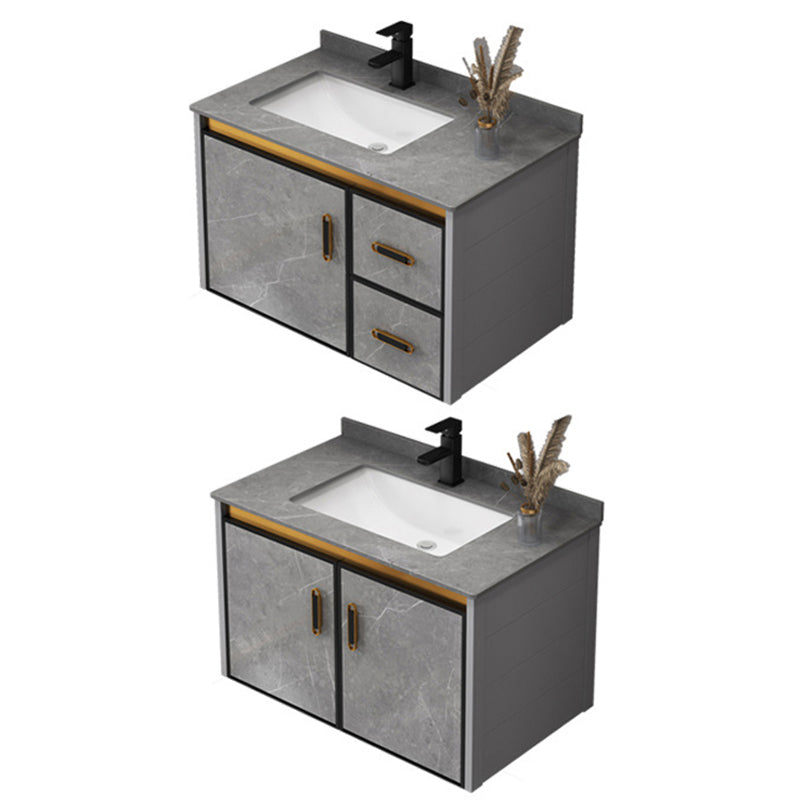 Single Sink Bathroom Vanity Rectangle Grey Wall Mount Bath Vanity Set with Mirror Clearhalo 'Bathroom Remodel & Bathroom Fixtures' 'Bathroom Vanities' 'bathroom_vanities' 'Home Improvement' 'home_improvement' 'home_improvement_bathroom_vanities' 7099223