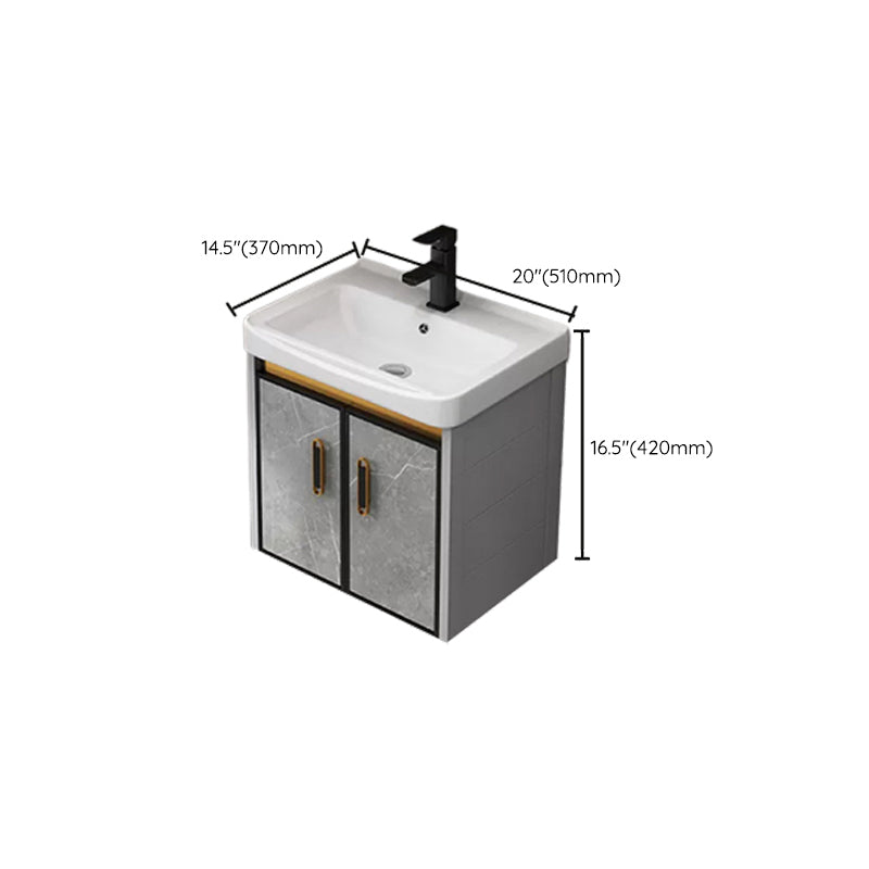 Single Sink Bathroom Vanity Rectangle Grey Wall Mount Bath Vanity Set with Mirror Clearhalo 'Bathroom Remodel & Bathroom Fixtures' 'Bathroom Vanities' 'bathroom_vanities' 'Home Improvement' 'home_improvement' 'home_improvement_bathroom_vanities' 7099232