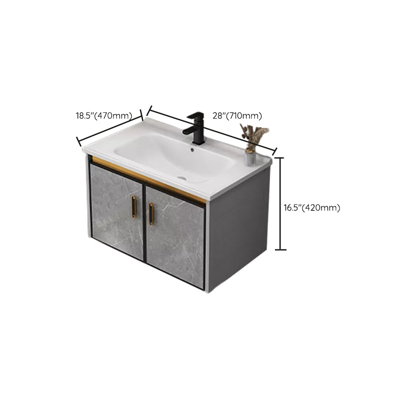 Single Sink Bathroom Vanity Rectangle Grey Wall Mount Bath Vanity Set with Mirror Clearhalo 'Bathroom Remodel & Bathroom Fixtures' 'Bathroom Vanities' 'bathroom_vanities' 'Home Improvement' 'home_improvement' 'home_improvement_bathroom_vanities' 7099233