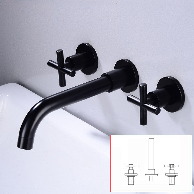 Modern Wall Mounted Faucet Bathroom Rotate Handle Bathtub Faucet Black Joined Clearhalo 'Bathroom Remodel & Bathroom Fixtures' 'Bathtub Faucets' 'bathtub_faucets' 'Home Improvement' 'home_improvement' 'home_improvement_bathtub_faucets' 7099244