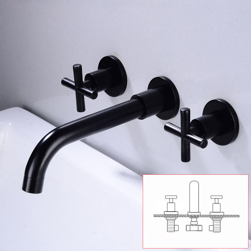 Modern Wall Mounted Faucet Bathroom Rotate Handle Bathtub Faucet Black Fission Clearhalo 'Bathroom Remodel & Bathroom Fixtures' 'Bathtub Faucets' 'bathtub_faucets' 'Home Improvement' 'home_improvement' 'home_improvement_bathtub_faucets' 7099246