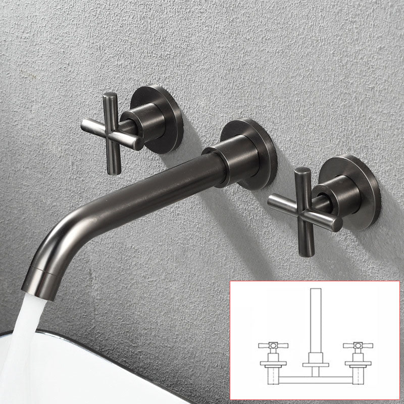Modern Wall Mounted Faucet Bathroom Rotate Handle Bathtub Faucet Grey Joined Clearhalo 'Bathroom Remodel & Bathroom Fixtures' 'Bathtub Faucets' 'bathtub_faucets' 'Home Improvement' 'home_improvement' 'home_improvement_bathtub_faucets' 7099247