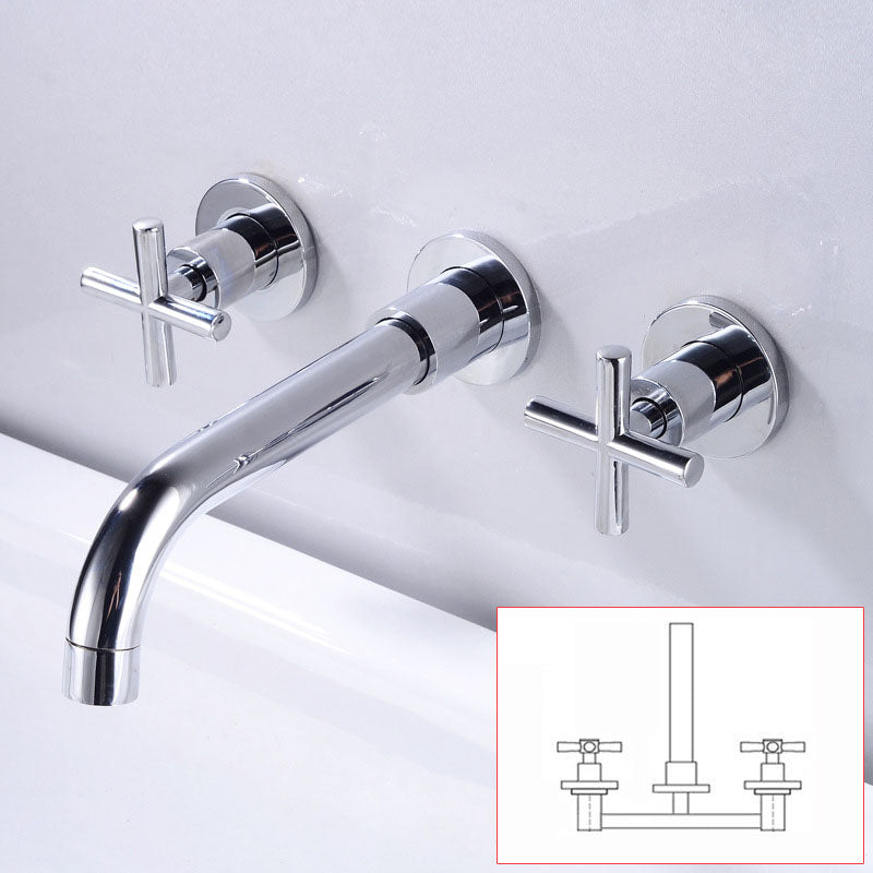 Modern Wall Mounted Faucet Bathroom Rotate Handle Bathtub Faucet Silver Joined Clearhalo 'Bathroom Remodel & Bathroom Fixtures' 'Bathtub Faucets' 'bathtub_faucets' 'Home Improvement' 'home_improvement' 'home_improvement_bathtub_faucets' 7099251