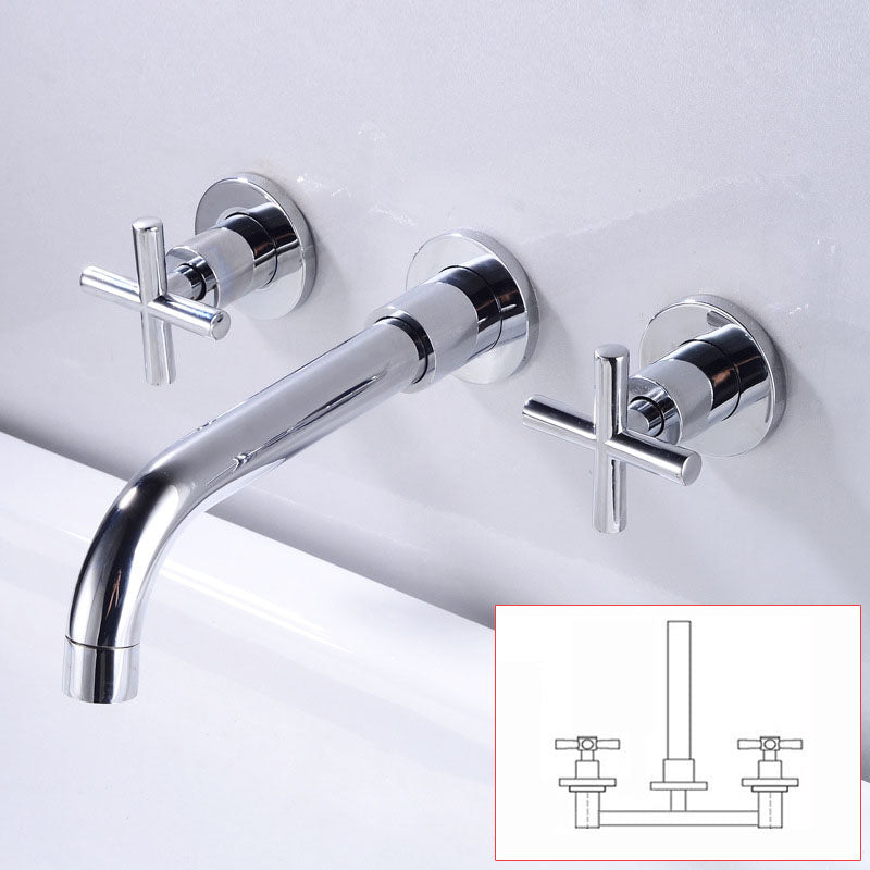 Modern Wall Mounted Faucet Bathroom Rotate Handle Bathtub Faucet Silver Joined Clearhalo 'Bathroom Remodel & Bathroom Fixtures' 'Bathtub Faucets' 'bathtub_faucets' 'Home Improvement' 'home_improvement' 'home_improvement_bathtub_faucets' 7099251