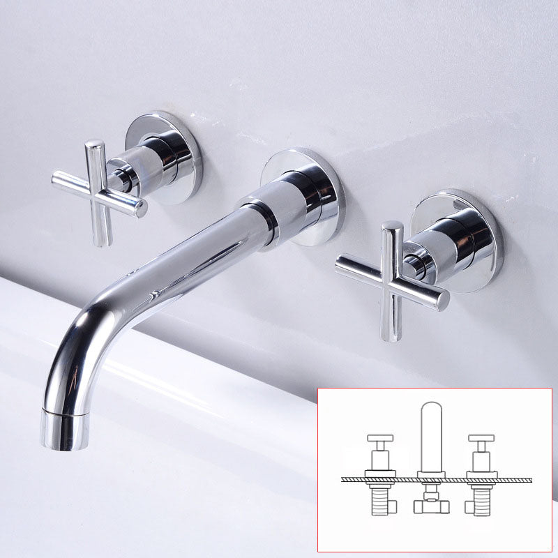 Modern Wall Mounted Faucet Bathroom Rotate Handle Bathtub Faucet Silver Fission Clearhalo 'Bathroom Remodel & Bathroom Fixtures' 'Bathtub Faucets' 'bathtub_faucets' 'Home Improvement' 'home_improvement' 'home_improvement_bathtub_faucets' 7099254