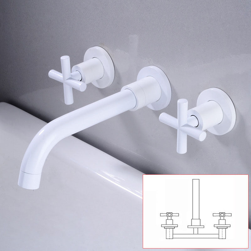 Modern Wall Mounted Faucet Bathroom Rotate Handle Bathtub Faucet White Joined Clearhalo 'Bathroom Remodel & Bathroom Fixtures' 'Bathtub Faucets' 'bathtub_faucets' 'Home Improvement' 'home_improvement' 'home_improvement_bathtub_faucets' 7099255