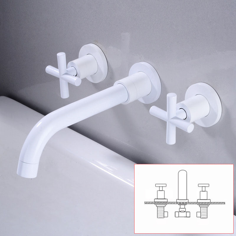 Modern Wall Mounted Faucet Bathroom Rotate Handle Bathtub Faucet White Fission Clearhalo 'Bathroom Remodel & Bathroom Fixtures' 'Bathtub Faucets' 'bathtub_faucets' 'Home Improvement' 'home_improvement' 'home_improvement_bathtub_faucets' 7099257