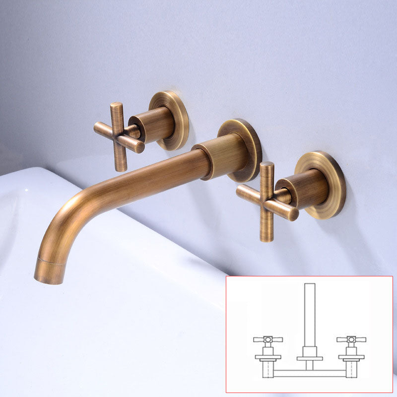 Modern Wall Mounted Faucet Bathroom Rotate Handle Bathtub Faucet Brass Joined Clearhalo 'Bathroom Remodel & Bathroom Fixtures' 'Bathtub Faucets' 'bathtub_faucets' 'Home Improvement' 'home_improvement' 'home_improvement_bathtub_faucets' 7099258