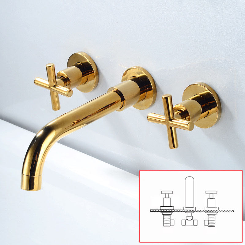 Modern Wall Mounted Faucet Bathroom Rotate Handle Bathtub Faucet Gold Fission Clearhalo 'Bathroom Remodel & Bathroom Fixtures' 'Bathtub Faucets' 'bathtub_faucets' 'Home Improvement' 'home_improvement' 'home_improvement_bathtub_faucets' 7099260