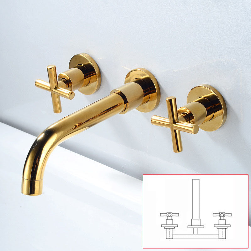 Modern Wall Mounted Faucet Bathroom Rotate Handle Bathtub Faucet Gold Joined Clearhalo 'Bathroom Remodel & Bathroom Fixtures' 'Bathtub Faucets' 'bathtub_faucets' 'Home Improvement' 'home_improvement' 'home_improvement_bathtub_faucets' 7099263