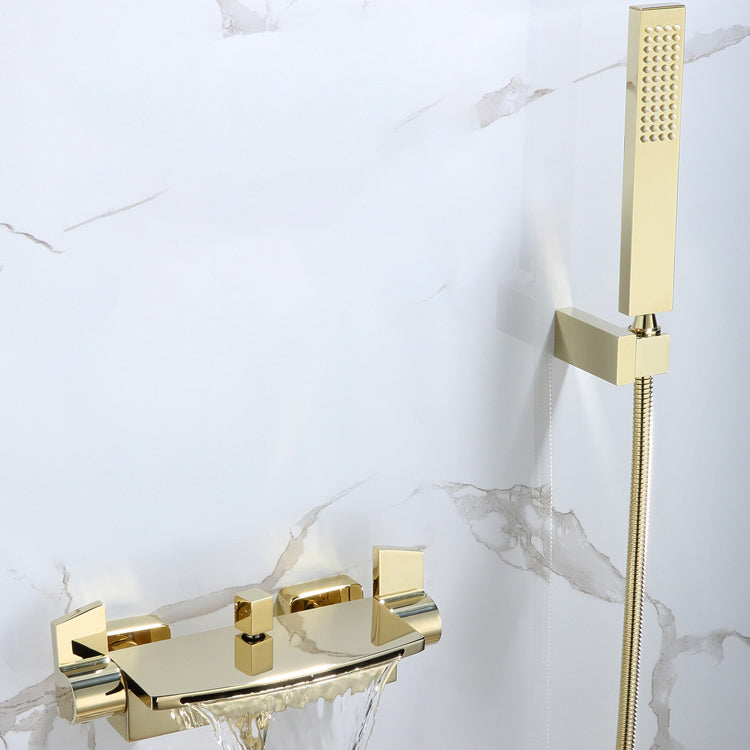 Modern Tub Faucet Trim Copper with Diverter and Hose Wall Mounted Bath Filler Clearhalo 'Bathroom Remodel & Bathroom Fixtures' 'Bathtub Faucets' 'bathtub_faucets' 'Home Improvement' 'home_improvement' 'home_improvement_bathtub_faucets' 7099266
