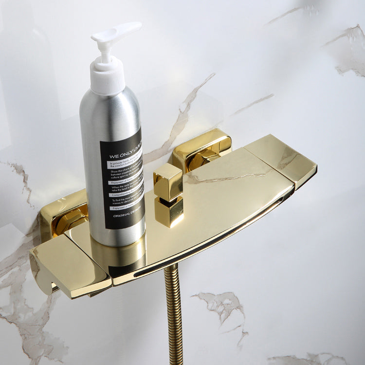 Modern Tub Faucet Trim Copper with Diverter and Hose Wall Mounted Bath Filler Clearhalo 'Bathroom Remodel & Bathroom Fixtures' 'Bathtub Faucets' 'bathtub_faucets' 'Home Improvement' 'home_improvement' 'home_improvement_bathtub_faucets' 7099277