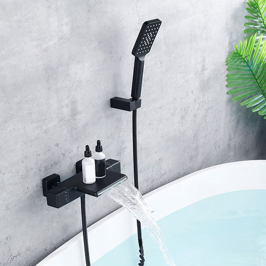Modern Wall Mounted Faucet Handheld Shower Head Waterfall Faucet Clearhalo 'Bathroom Remodel & Bathroom Fixtures' 'Bathtub Faucets' 'bathtub_faucets' 'Home Improvement' 'home_improvement' 'home_improvement_bathtub_faucets' 7099283