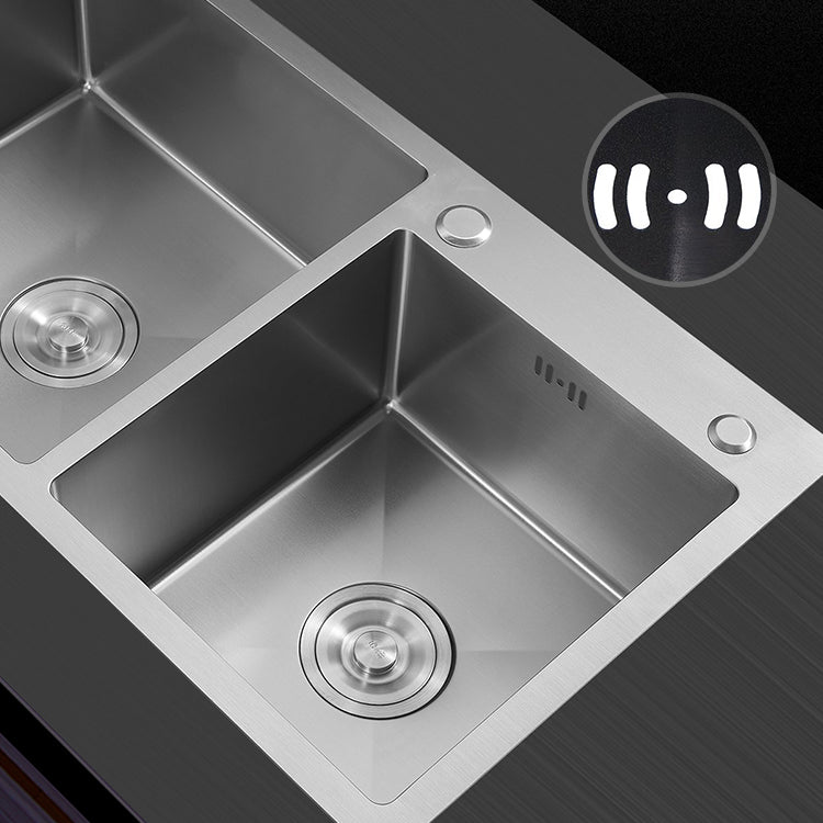 Modern Style Kitchen Sink Drop-In Stainless Steel Kitchen Double Sink Clearhalo 'Home Improvement' 'home_improvement' 'home_improvement_kitchen_sinks' 'Kitchen Remodel & Kitchen Fixtures' 'Kitchen Sinks & Faucet Components' 'Kitchen Sinks' 'kitchen_sinks' 7099424