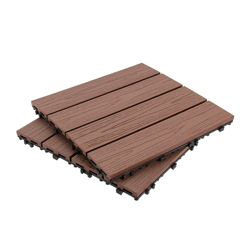 Composite Deck Plank Solid Color Interlocking Wood Flooring Tiles Brown 3D Wood Grain Clearhalo 'Home Improvement' 'home_improvement' 'home_improvement_outdoor_deck_tiles_planks' 'Outdoor Deck Tiles & Planks' 'Outdoor Flooring & Tile' 'Outdoor Remodel' 'outdoor_deck_tiles_planks' 7099434