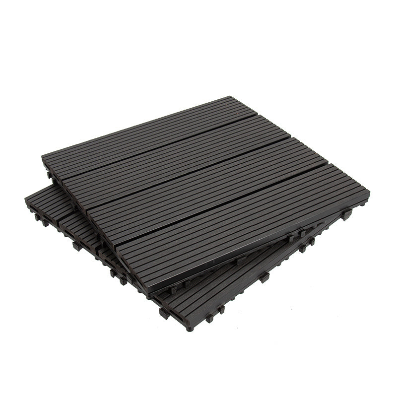 Composite Deck Plank Solid Color Interlocking Wood Flooring Tiles Black Gray Straight Grain Clearhalo 'Home Improvement' 'home_improvement' 'home_improvement_outdoor_deck_tiles_planks' 'Outdoor Deck Tiles & Planks' 'Outdoor Flooring & Tile' 'Outdoor Remodel' 'outdoor_deck_tiles_planks' 7099438