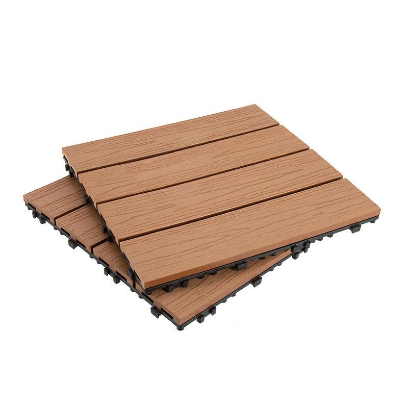Composite Deck Plank Solid Color Interlocking Wood Flooring Tiles Light Brown Straight Grain Clearhalo 'Home Improvement' 'home_improvement' 'home_improvement_outdoor_deck_tiles_planks' 'Outdoor Deck Tiles & Planks' 'Outdoor Flooring & Tile' 'Outdoor Remodel' 'outdoor_deck_tiles_planks' 7099444