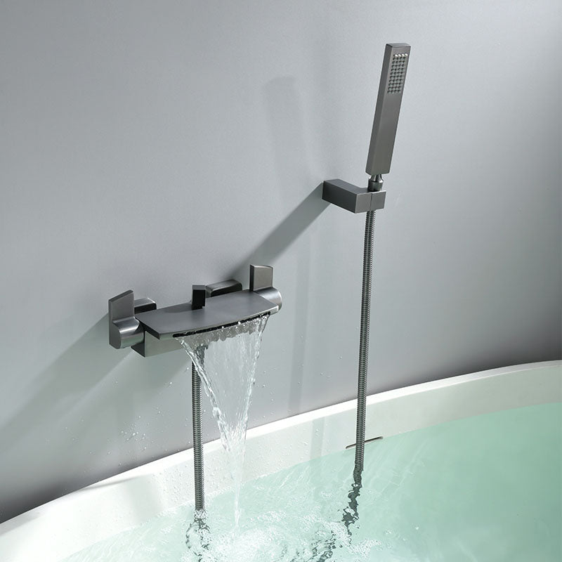 Modern Bathtub Faucet Handheld Shower Head Wall-mounted Waterfall Faucet Clearhalo 'Bathroom Remodel & Bathroom Fixtures' 'Bathtub Faucets' 'bathtub_faucets' 'Home Improvement' 'home_improvement' 'home_improvement_bathtub_faucets' 7099449