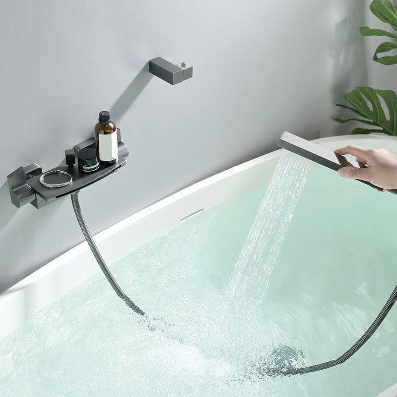 Modern Bathtub Faucet Handheld Shower Head Wall-mounted Waterfall Faucet Clearhalo 'Bathroom Remodel & Bathroom Fixtures' 'Bathtub Faucets' 'bathtub_faucets' 'Home Improvement' 'home_improvement' 'home_improvement_bathtub_faucets' 7099452