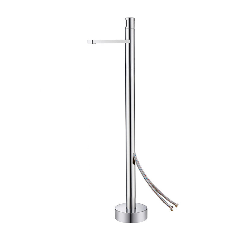 Floor Mounted Freestanding Tub Filler Freestanding High Arc Tub Filler Trim in Silver Silver Wall Clearhalo 'Bathroom Remodel & Bathroom Fixtures' 'Bathtub Faucets' 'bathtub_faucets' 'Home Improvement' 'home_improvement' 'home_improvement_bathtub_faucets' 7099487