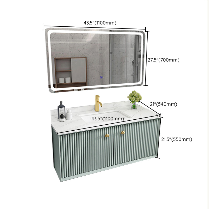 Wood Frame Vanity Glam Green Single Sink Mirror Wall-Mounted Bath Vanity with Drawers Clearhalo 'Bathroom Remodel & Bathroom Fixtures' 'Bathroom Vanities' 'bathroom_vanities' 'Home Improvement' 'home_improvement' 'home_improvement_bathroom_vanities' 7099562