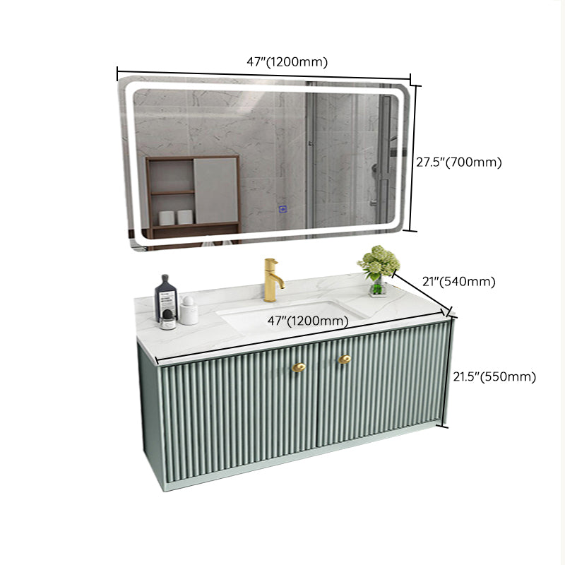Wood Frame Vanity Glam Green Single Sink Mirror Wall-Mounted Bath Vanity with Drawers Clearhalo 'Bathroom Remodel & Bathroom Fixtures' 'Bathroom Vanities' 'bathroom_vanities' 'Home Improvement' 'home_improvement' 'home_improvement_bathroom_vanities' 7099563