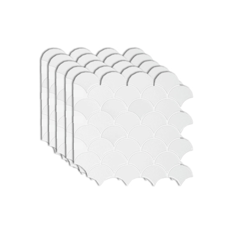 Fish Scale Peel & Stick Field Tile Square Plastic Peel & Stick Mosaic Tile Gloss White Clearhalo 'Flooring 'Home Improvement' 'home_improvement' 'home_improvement_peel_stick_blacksplash' 'Peel & Stick Backsplash Tile' 'peel_stick_blacksplash' 'Walls & Ceilings' Walls and Ceiling' 7100006