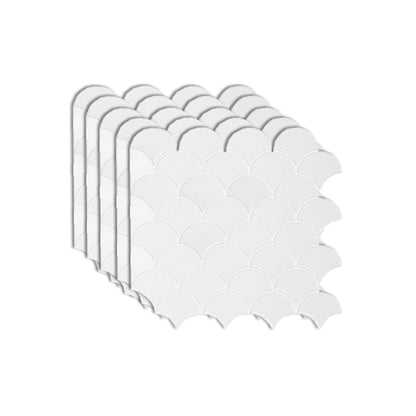 Fish Scale Peel & Stick Field Tile Square Plastic Peel & Stick Mosaic Tile Gloss White Clearhalo 'Flooring 'Home Improvement' 'home_improvement' 'home_improvement_peel_stick_blacksplash' 'Peel & Stick Backsplash Tile' 'peel_stick_blacksplash' 'Walls & Ceilings' Walls and Ceiling' 7100006