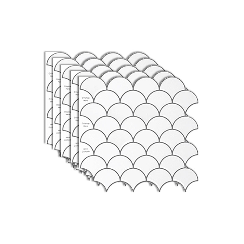 Fish Scale Peel & Stick Field Tile Square Plastic Peel & Stick Mosaic Tile White-Gray Clearhalo 'Flooring 'Home Improvement' 'home_improvement' 'home_improvement_peel_stick_blacksplash' 'Peel & Stick Backsplash Tile' 'peel_stick_blacksplash' 'Walls & Ceilings' Walls and Ceiling' 7100008