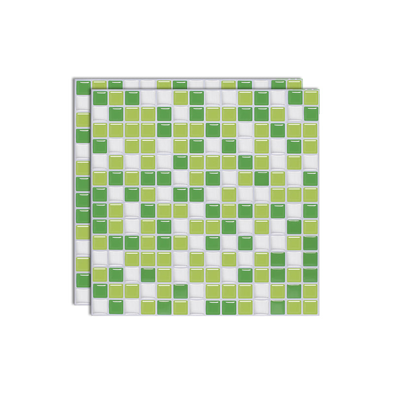 Square Peel & Stick Mosaic Tile Plastic Grid Peel & Stick Mosaic Tile Green Clearhalo 'Flooring 'Home Improvement' 'home_improvement' 'home_improvement_peel_stick_blacksplash' 'Peel & Stick Backsplash Tile' 'peel_stick_blacksplash' 'Walls & Ceilings' Walls and Ceiling' 7100021