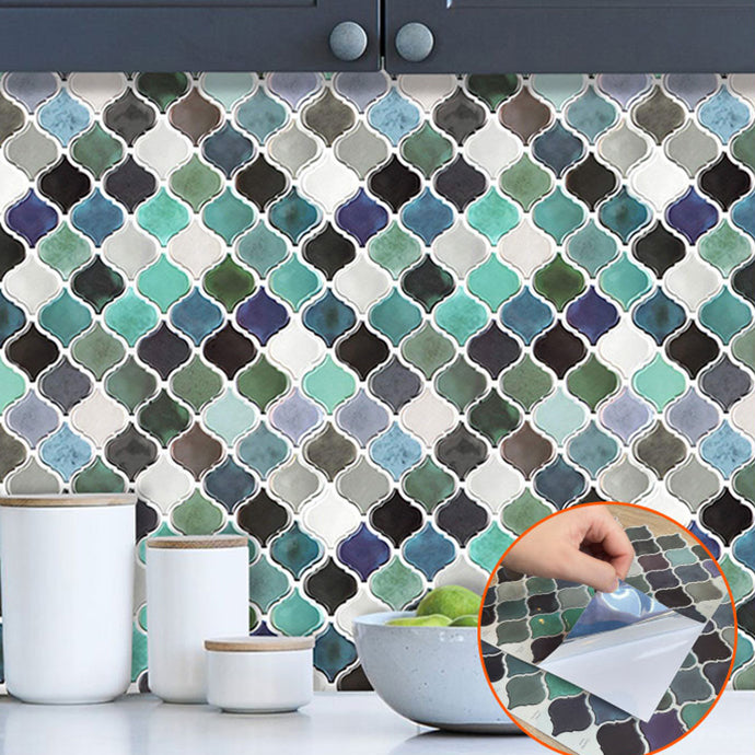 Square Peel & Stick Mosaic Tile Plastic Arabesque Peel and Stick Wall Tile Clearhalo 'Flooring 'Home Improvement' 'home_improvement' 'home_improvement_peel_stick_blacksplash' 'Peel & Stick Backsplash Tile' 'peel_stick_blacksplash' 'Walls & Ceilings' Walls and Ceiling' 7100027
