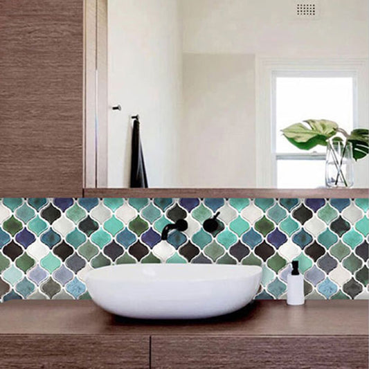 Square Peel & Stick Mosaic Tile Plastic Arabesque Peel and Stick Wall Tile Clearhalo 'Flooring 'Home Improvement' 'home_improvement' 'home_improvement_peel_stick_blacksplash' 'Peel & Stick Backsplash Tile' 'peel_stick_blacksplash' 'Walls & Ceilings' Walls and Ceiling' 7100038