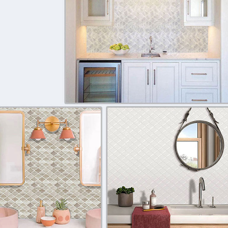 Square Peel & Stick Mosaic Tile Plastic Arabesque Peel and Stick Wall Tile Clearhalo 'Flooring 'Home Improvement' 'home_improvement' 'home_improvement_peel_stick_blacksplash' 'Peel & Stick Backsplash Tile' 'peel_stick_blacksplash' 'Walls & Ceilings' Walls and Ceiling' 7100042