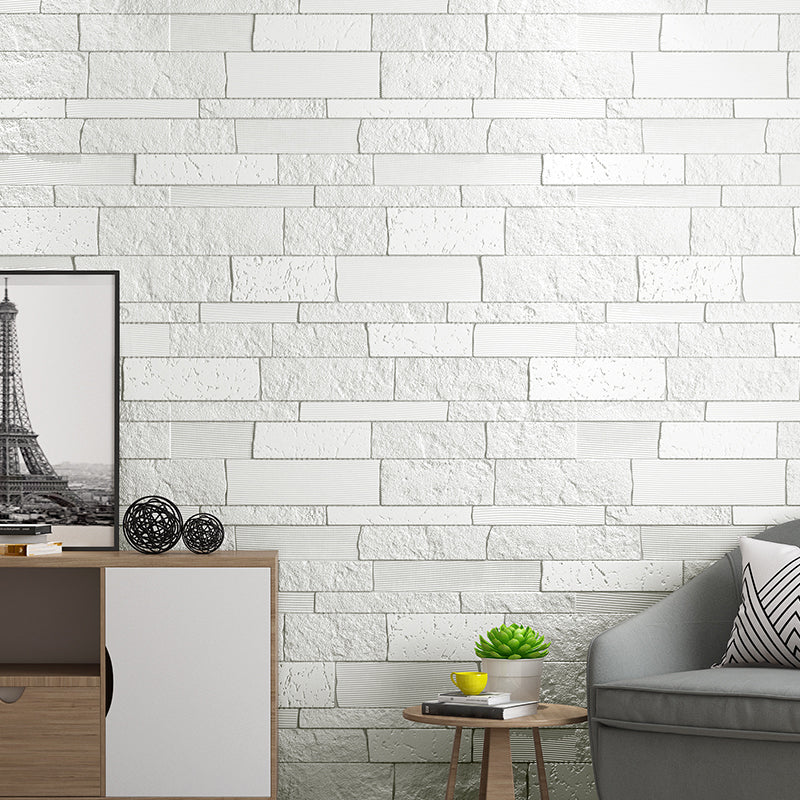 Industrial 3D Brick Wall Plank Bathroom Living Room Wall Panels Set of 10 White 100-Piece Set 3D Embossed Clearhalo 'Flooring 'Home Improvement' 'home_improvement' 'home_improvement_wall_paneling' 'Wall Paneling' 'wall_paneling' 'Walls & Ceilings' Walls and Ceiling' 7100046
