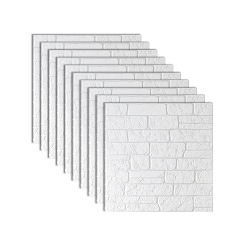 Industrial 3D Brick Wall Plank Bathroom Living Room Wall Panels Set of 10 White Textured Clearhalo 'Flooring 'Home Improvement' 'home_improvement' 'home_improvement_wall_paneling' 'Wall Paneling' 'wall_paneling' 'Walls & Ceilings' Walls and Ceiling' 7100047
