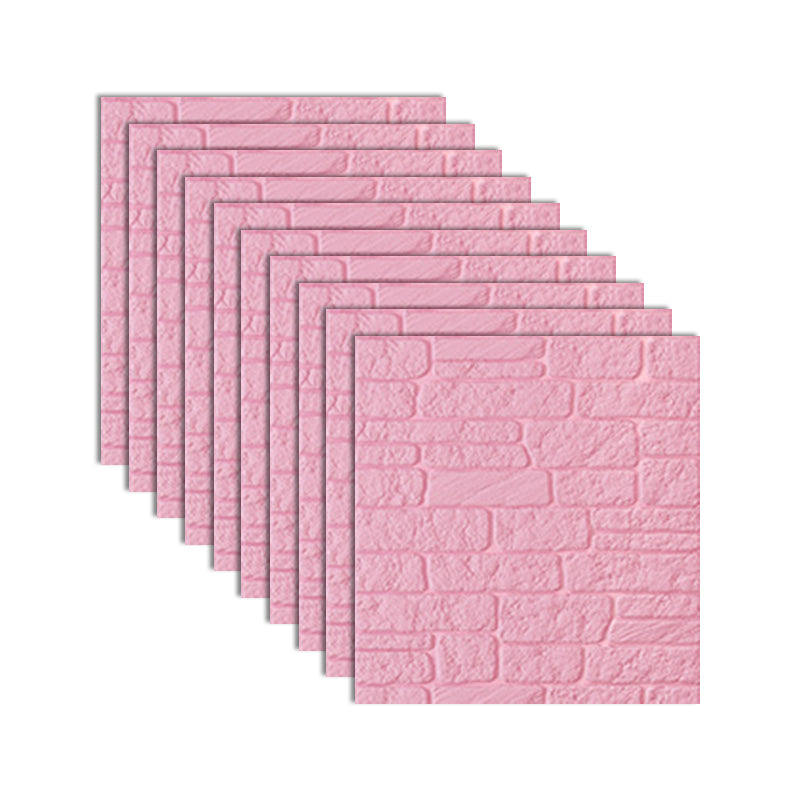 Industrial 3D Brick Wall Plank Bathroom Living Room Wall Panels Set of 10 Pink Textured Clearhalo 'Flooring 'Home Improvement' 'home_improvement' 'home_improvement_wall_paneling' 'Wall Paneling' 'wall_paneling' 'Walls & Ceilings' Walls and Ceiling' 7100050