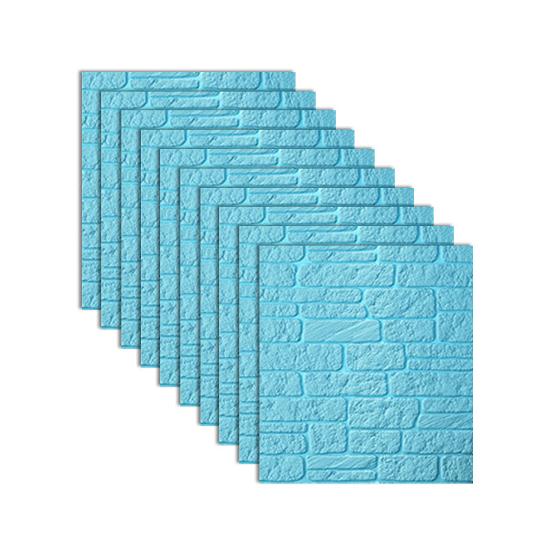 Industrial 3D Brick Wall Plank Bathroom Living Room Wall Panels Set of 10 Blue Textured Clearhalo 'Flooring 'Home Improvement' 'home_improvement' 'home_improvement_wall_paneling' 'Wall Paneling' 'wall_paneling' 'Walls & Ceilings' Walls and Ceiling' 7100053