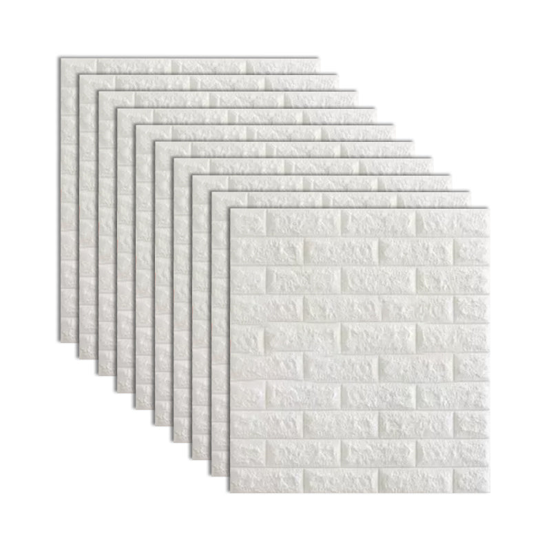 Industrial 3D Brick Wall Plank Bathroom Living Room Wall Panels Set of 10 Gloss White Textured Clearhalo 'Flooring 'Home Improvement' 'home_improvement' 'home_improvement_wall_paneling' 'Wall Paneling' 'wall_paneling' 'Walls & Ceilings' Walls and Ceiling' 7100055