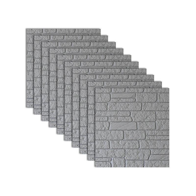 Industrial 3D Brick Wall Plank Bathroom Living Room Wall Panels Set of 10 Silver Gray Textured Clearhalo 'Flooring 'Home Improvement' 'home_improvement' 'home_improvement_wall_paneling' 'Wall Paneling' 'wall_paneling' 'Walls & Ceilings' Walls and Ceiling' 7100060