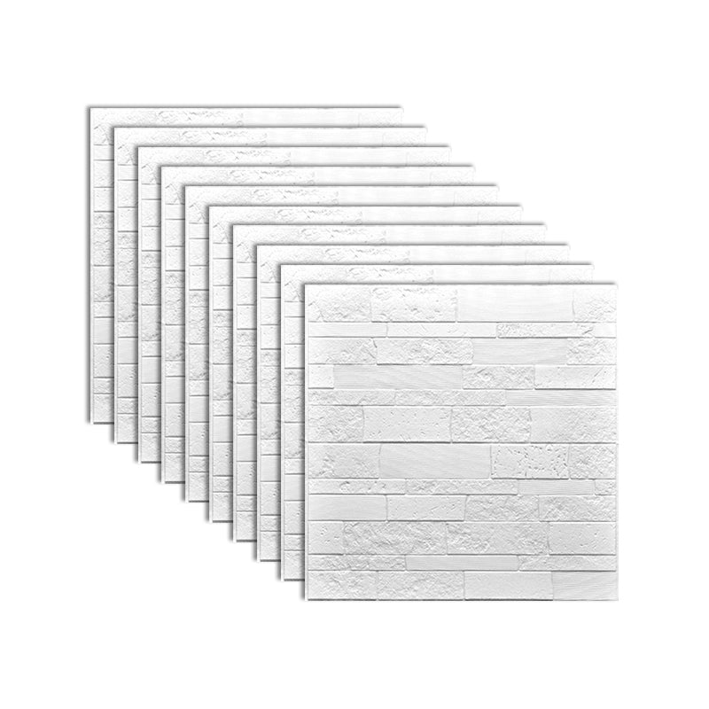 Industrial 3D Brick Wall Plank Bathroom Living Room Wall Panels Set of 10 White 3D Embossed Clearhalo 'Flooring 'Home Improvement' 'home_improvement' 'home_improvement_wall_paneling' 'Wall Paneling' 'wall_paneling' 'Walls & Ceilings' Walls and Ceiling' 7100062