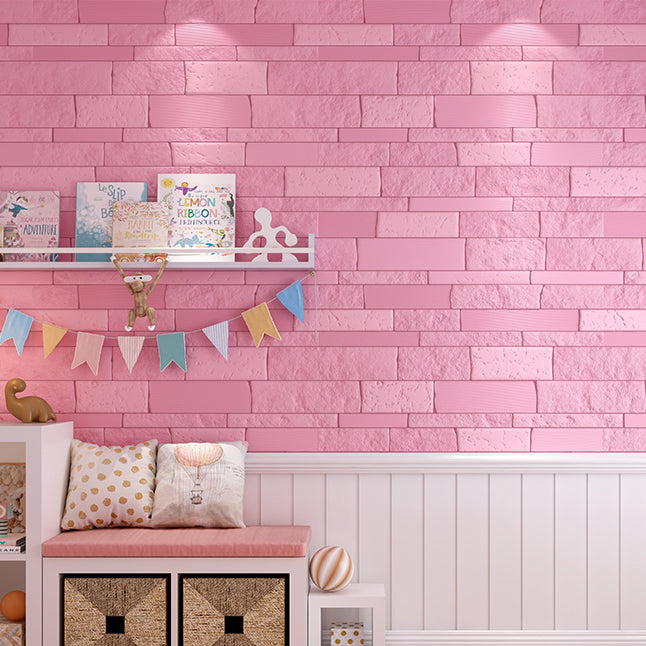 Industrial 3D Brick Wall Plank Bathroom Living Room Wall Panels Set of 10 Pink 100-Piece Set 3D Embossed Clearhalo 'Flooring 'Home Improvement' 'home_improvement' 'home_improvement_wall_paneling' 'Wall Paneling' 'wall_paneling' 'Walls & Ceilings' Walls and Ceiling' 7100063
