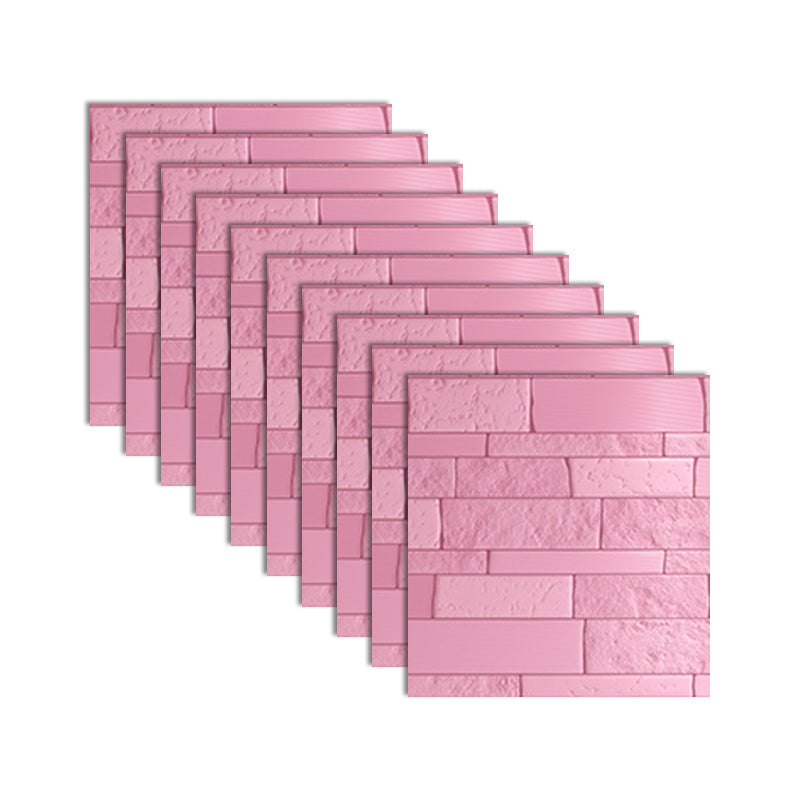 Industrial 3D Brick Wall Plank Bathroom Living Room Wall Panels Set of 10 Pink 3D Embossed Clearhalo 'Flooring 'Home Improvement' 'home_improvement' 'home_improvement_wall_paneling' 'Wall Paneling' 'wall_paneling' 'Walls & Ceilings' Walls and Ceiling' 7100065