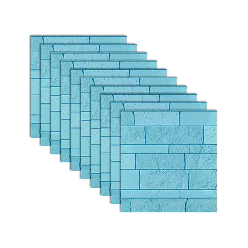 Industrial 3D Brick Wall Plank Bathroom Living Room Wall Panels Set of 10 Blue 3D Embossed Clearhalo 'Flooring 'Home Improvement' 'home_improvement' 'home_improvement_wall_paneling' 'Wall Paneling' 'wall_paneling' 'Walls & Ceilings' Walls and Ceiling' 7100066